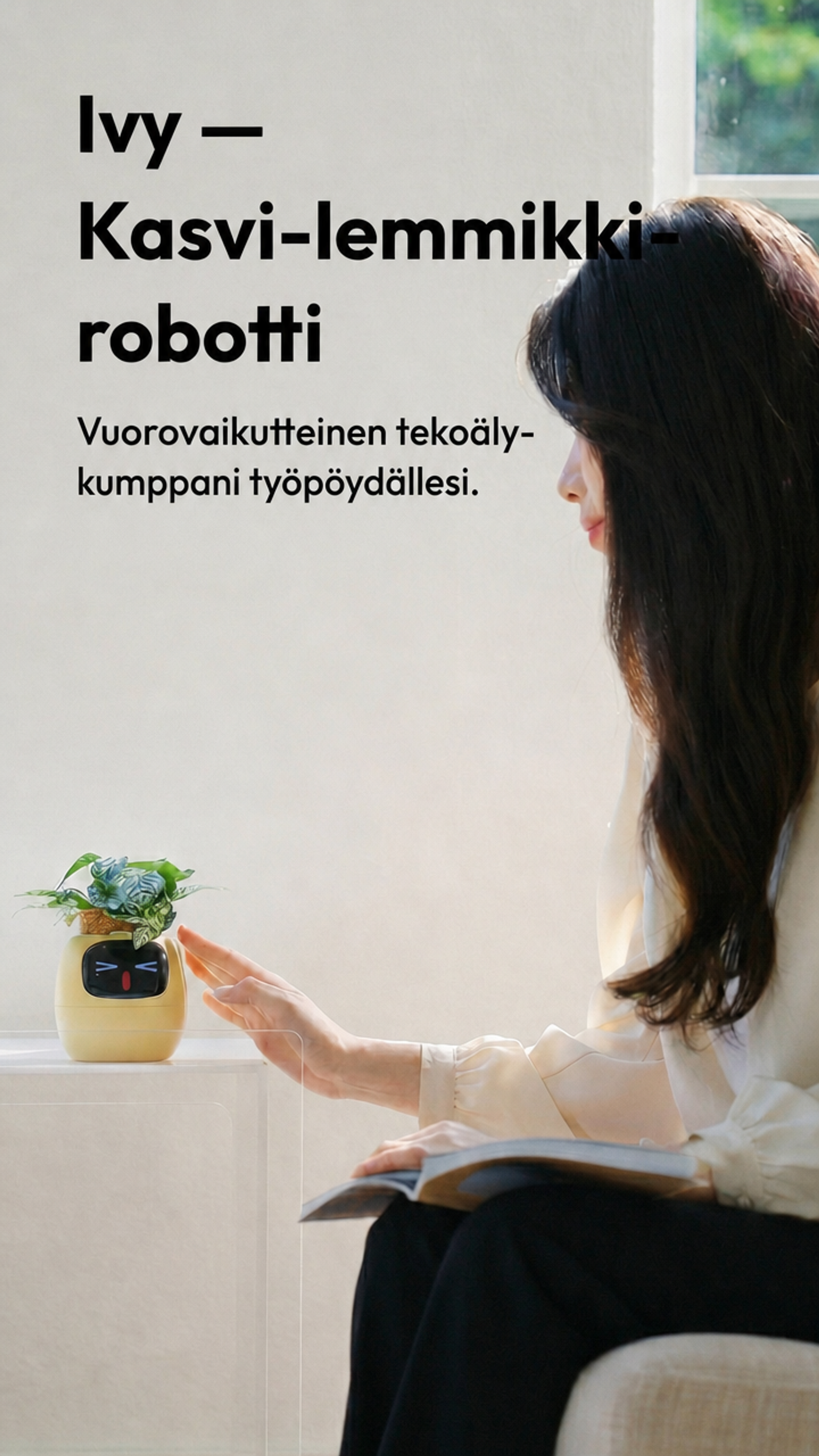 Video of Ivy interactive desk companion for anxiety relief. Expressive plant-pet with playful faces – a quirky creative gift for plant lovers. Helps de-stress and relax. Ideal relaxation gift for her.