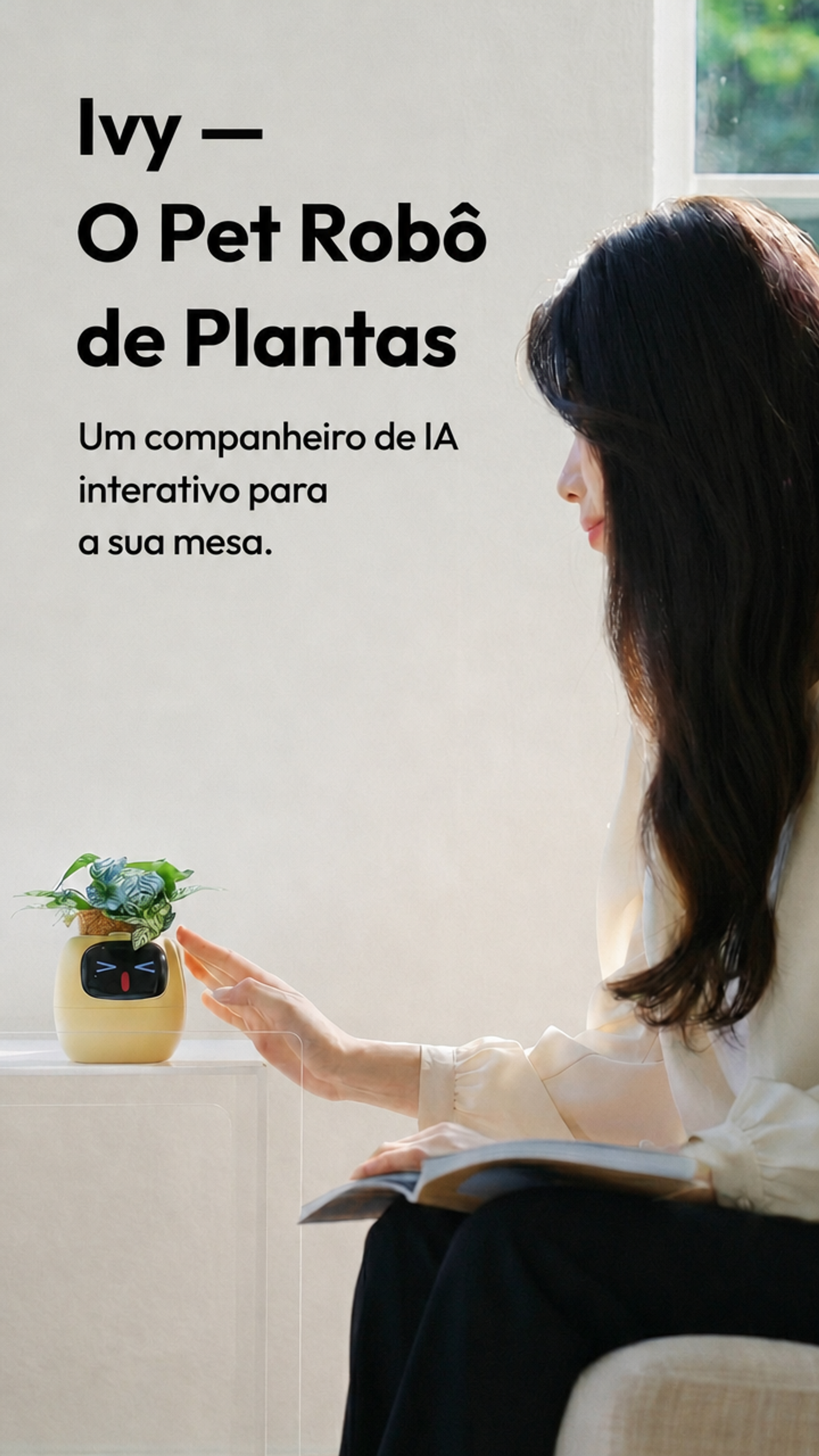 Video of Ivy interactive desk companion for anxiety relief. Expressive plant-pet with playful faces – a quirky creative gift for plant lovers. Helps de-stress and relax. Ideal relaxation gift for her.