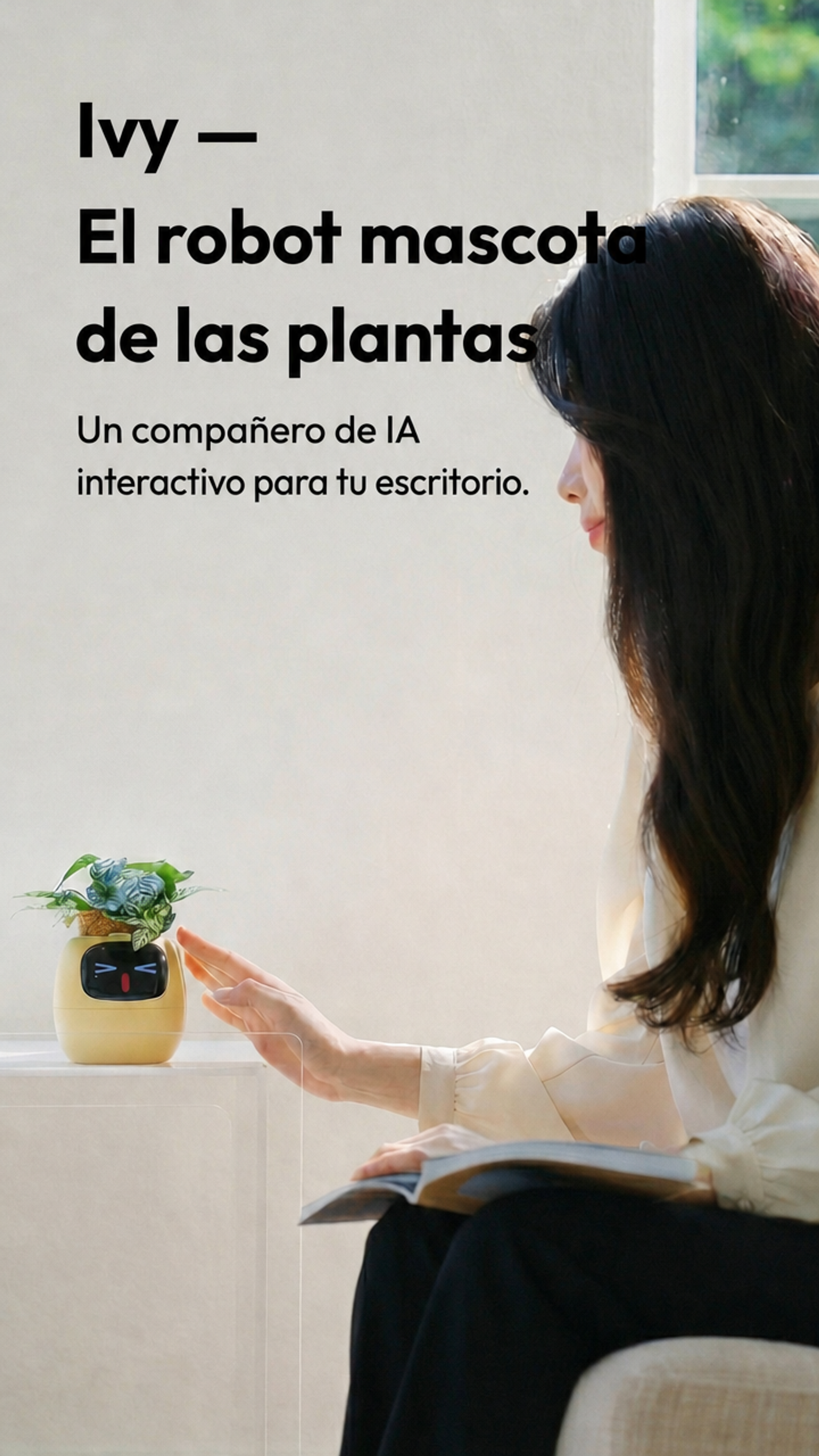 Video of Ivy interactive desk companion for anxiety relief. Expressive plant-pet with playful faces – a quirky creative gift for plant lovers. Helps de-stress and relax. Ideal relaxation gift for her.