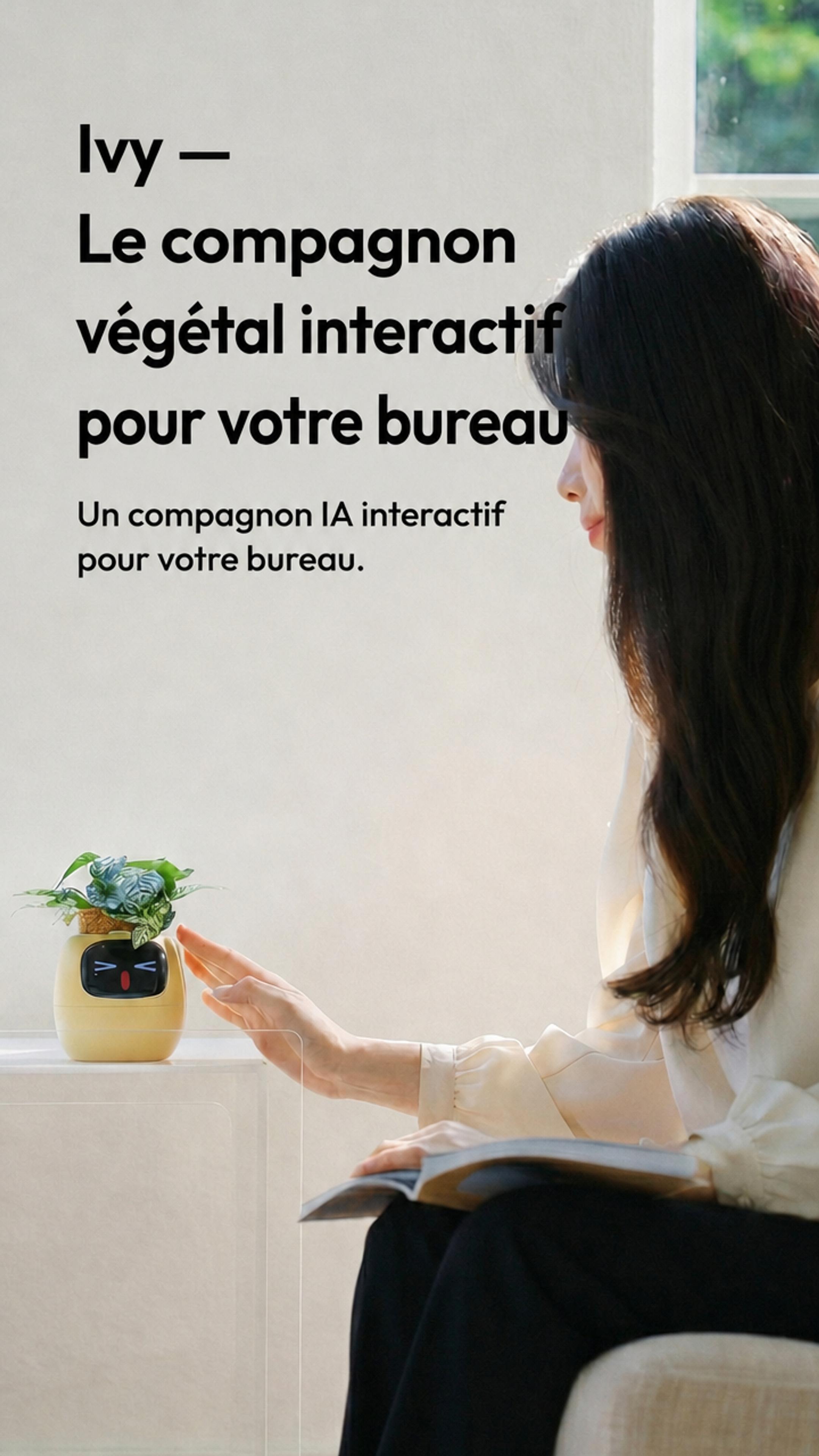 Video of Ivy interactive desk companion for anxiety relief. Expressive plant-pet with playful faces – a quirky creative gift for plant lovers. Helps de-stress and relax. Ideal relaxation gift for her.