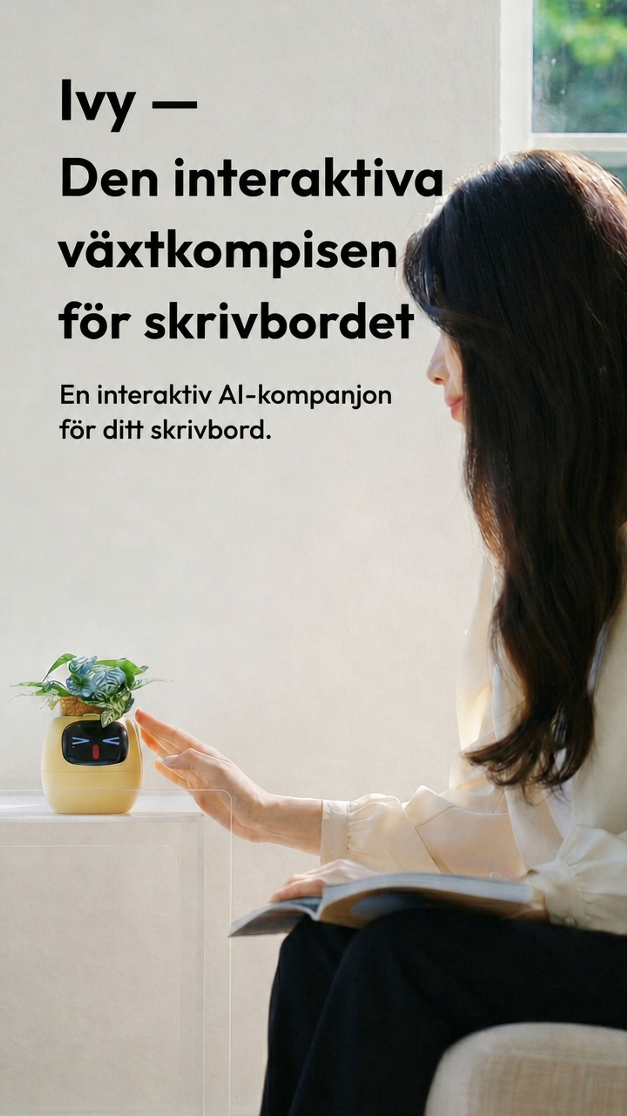 Video of Ivy interactive desk companion for anxiety relief. Expressive plant-pet with playful faces – a quirky creative gift for plant lovers. Helps de-stress and relax. Ideal relaxation gift for her.